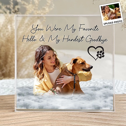 Personalisierte Gedenktafel aus Acryl mit Haustierfoto, individuelles Beileidsgeschenk für den Verlust geliebter Menschen, für immer geliebtes Haustier, Gedenkdekor für Zuhause, Schlafzimmerdekor, Image