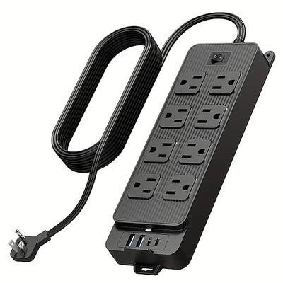 Flachstecker Überspannungsschutz Mehrfachsteckdose mit 1,5m/3m Verlängerungskabel 8 AC Steckdosen 4 USB-Anschlüssen (2 USB-A 2 USB-C) Image