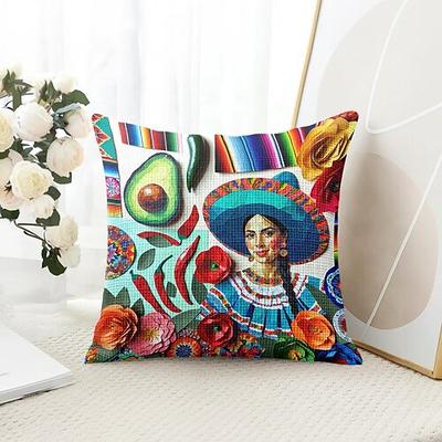 Cinco de Mayo Mexikanische dekorative Wurfkissenbezug 1PC weicher quadratischer Couchkissenbezug Kopfkissenbezug für Schlafzimmer Wohnzimmer Sofa Stuhl Image