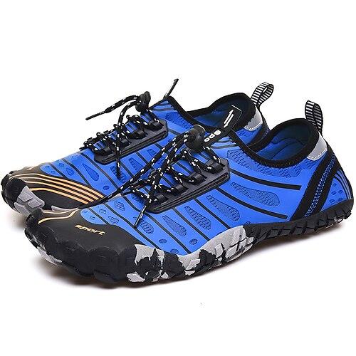 Herren Sneaker Barfußschuhe Upstream-Schuhe Canyoning PU Leder Netz Bequem Rutschfest Atmungsaktiv Schnürung Rot Grau Blau Grau Sommer Frühling