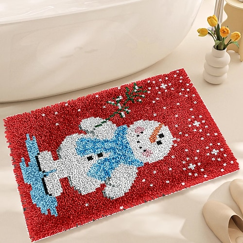 Knüpfhaken-Set, DIY-Bastelset für Badezimmerteppiche, Häkelgarn-Kissen-Set für Anfänger, handgefertigte bedruckte Matten, Stickset für Erwachsene, Muttertagsgeschenke Image