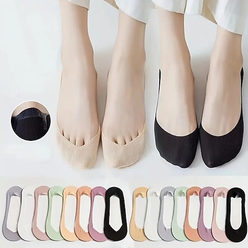 4 Paar Sommer-Liner-Socken in beliebigem Schnitt verhindern das Verrutschen der Ferse unsichtbar Image