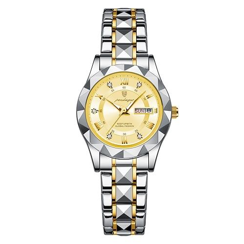 Damen Quarzuhr Armbanduhr Retro Vintage Armbanduhr LED-Hintergrundbeleuchtung Wasserdicht Edelstahlband Beobachten