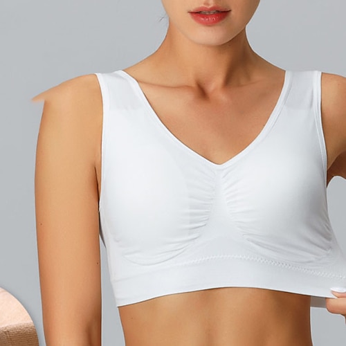 Damen BH-Oberteil U-Ausschnitt BH-Top Rückenfrei Bequem Atmungsaktiv Einfach Sport Sportkleidung Schwarz Weiß Yoga Fitness Leger Image