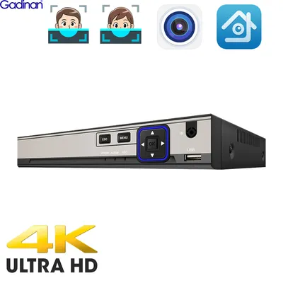 Gadinan 4K 8MP 4/8CH POE NVR Face Detection Network Video Recorder H.265+ 24/7 Recording Motion