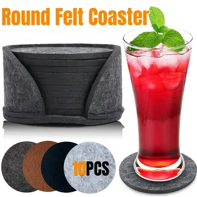 10PCS Felt Coaster Set 10cm Round Anti scalding Heat Resistant Drink Mug Plate Placemats Table