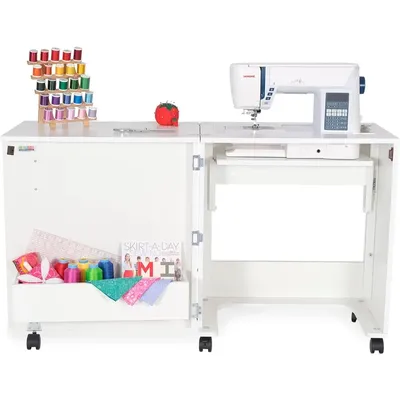 Classic Furniture “Judy” Sewing Cabinet: Portable, Folding, Compact, Locking Wheels