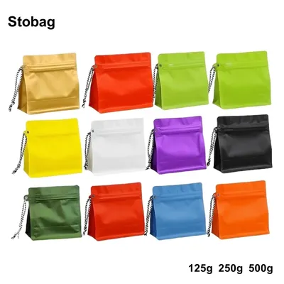StoBag 50pcs Wholesale Coffee Beans Packaging Bag Aluminum Foil Heat Sealing for Tea Powder Food Nuts Storage Reusable Portable