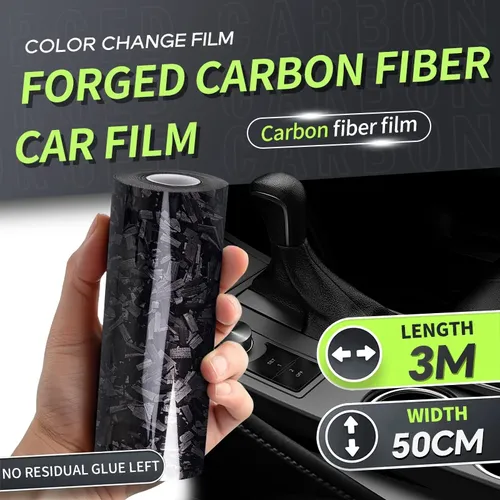 Autocollants d'enveloppe de vinyle en Fiber de carbone noir argent forgé à haute brillance pour