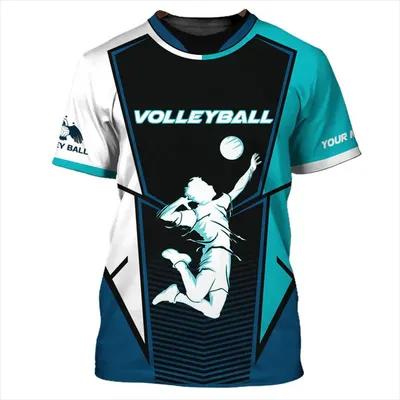 Volleyball uniform neutral 3D printed men's T-shirt fashionable short sleeved sportswear comfortable