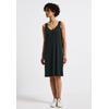 Sommerkleid STREET ONE, Damen, Gr. 42, EURO-Größen, pine grove grün, Stoff, 75% Viskose, 20% Polyester, 5% Elasthan, unifarben, casual, normal knielang, V-Ausschnitt, ohne Ärmel Bündchen, Kleider, soft und trageangenehm