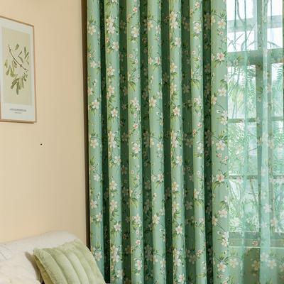 TEMU 1pc Green Flower 100% Blackout Double Layer Composite Rod Curtain For Home, Living Room, Bedroom, Office And Party Decorative Window Decoration Image