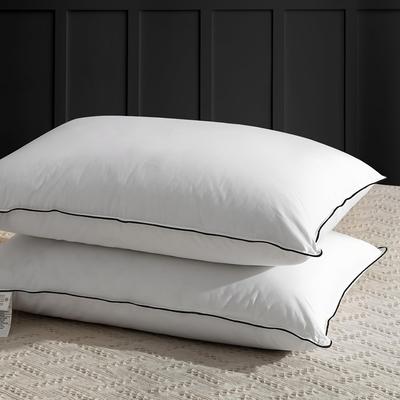 TEMU 2 Pack White Neck Pillows, 3-chamber Feather Down Pillow - Filling: 100% Feathers (), Suitable For Side Sleepers, Back Sleepers, Stomach Sleeper Image