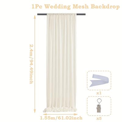 "TEMU 1pc/2pcs, Beige Gauze Backdrop Curtain, Polyester Beige Cream Gauze Tulle Mesh Backdrop Curtain Decoration, Birthday, Bridal Shower & Weddings Photo Booths Decoration(94.5"x61")" Image