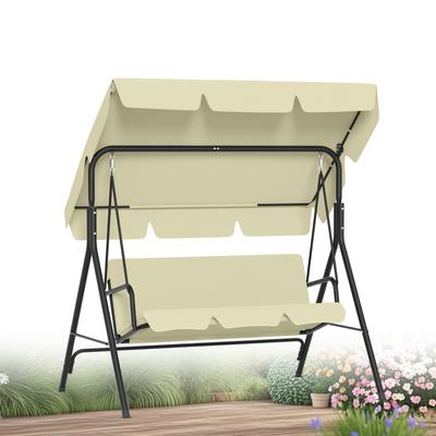 TEMU 3-seater Porch Swing With Adjustable Sunroof And Cushions – Garden Swing With Sturdy , Load Capacity 200 Kg – Swing Bench For Garden, Terrace And Balcony, 175 Cm Image