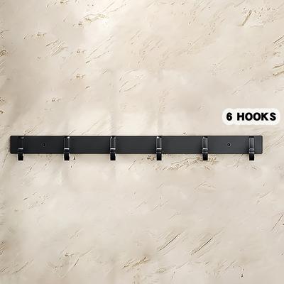TEMU 1pc Matte Black Wall-mounted Coat Rack - Heavy-duty Aluminum Hooks, No Drilling Required, Waterproof & - Ideal For Bathroom, Bedroom, Kitchen - Towels, Robes, Utensils & Decor, Utility Hooks Image