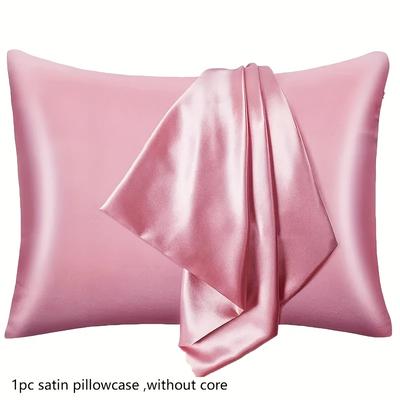 TEMU Luxurious Satin Pillowcase With Zipper Closure, Soft Breathable Velvet, 80-85g Fabric Square Weight, Polyester 100%, Woven, Machine Washable, No Printing, For Bedroom And Living Room Decoration Image