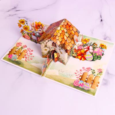 TEMU 1pc Easter Pop-up Greeting Card, Design With Eggs & Bunny, Paper , With Note Card For Anyone Image