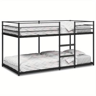 TEMU Bunk Bed Without Mattress Black 75x190 Cm Steel Bed Bed Frame Easy Storage Space Image