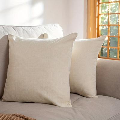 TEMU Set Of 2 Ivory-colored Pillow Covers Measuring 45x45 Cm, Featuring A Farmhouse , Suitable For Decorative Cushions And Sofa Embellishments. Image
