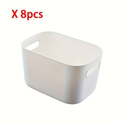 TEMU 8 White Storage Boxes, Multipurpose Organizing Baskets For Home, Office And Wardrobe - Durable Stationery, Cosmetics, Socks, Underwear Containers - Space-saving Drawer-style Organization Image