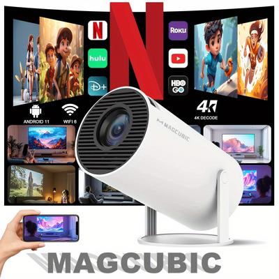 TEMU Magcubic Mini Projector With 11.0, 260ansi Brightness, Native 720p Hd, Auto Keystone & Focus, 180° Rotatable, Built-in Speakers, App Store, Wi-fi Enabled For Home Theater & Gaming Setup
