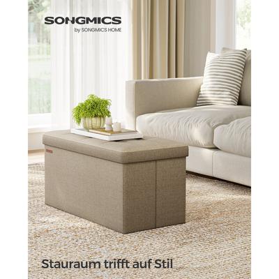 TEMU Songmics Modern Foldable Storage Stool With Cushioned Top - 15x30x15 Inch, Durable Wooden Frame, 660 Lbs Capacity - Ideal For Living Room, Bedroom, Hallway Image