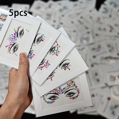 TEMU Sparkling Face Gems Stickers Set Temporary Face Jewels Deco Suitable For Festivals, Cosplay And Parties Image