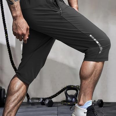 TEMU Men's High-elasticity Shorts With Drawstring And Pockets, Summer Casual Wear, Breathable Nylon Blend, Lightweight Yet Stretchy Design. Image
