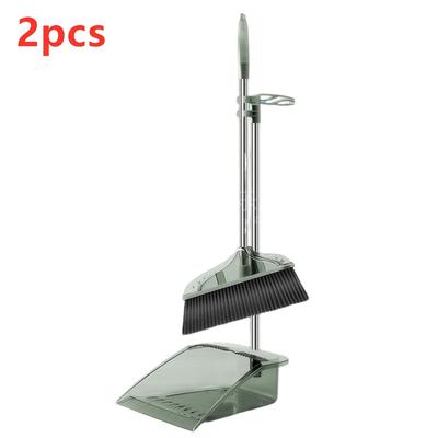 TEMU A Two-piece Broom And Dust Collector Made Of High-end Transparent Pe Material, Equipped With Thick Stainless Steel Rods, Durable And High-quality Image