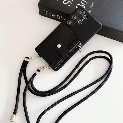 TEMU New Card Slot Phone Case With A Strap For S23 Ultra/s21/s22 Wallet. Image