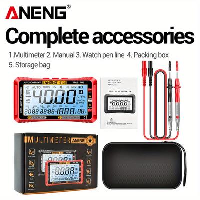 TEMU Aneng 613 3-in-1 Digital Multimeter, 4000 , Current Voltage Resistor Measurement, Professional Test Tool, Battery Powered, Abs Material, Operating Voltage ≤36v Image