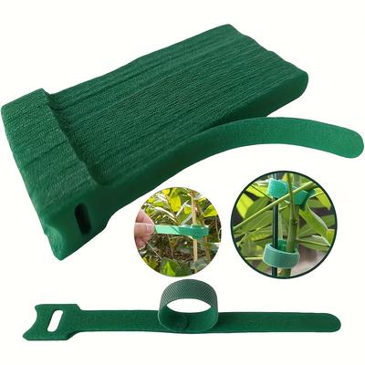 TEMU -pack Reusable 6-inch Adjustable Non-slip Nylon Plant Ties With Hook And Loop Fasteners, Green – Ideal For Climbing Plants, Support, And Garden Maintenance | Secure & Easy-to-use Gardening Tool Image