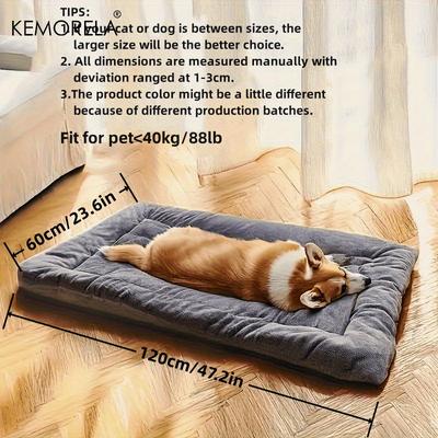 TEMU Kemorela Extra Large Plush Dog Bed Sofa - Thickened Super Soft Polyester Pet Mat For Small, Medium, And Large - Cute Rectangular Design With Headrest And Raised Rim, Dog Sof Image