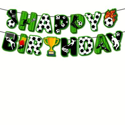 TEMU A Set Of Football-themed Birthday Paper Banners And Decorations For A Happy Birthday Football Party, Suitable For Sports-themed Events And Birthday Celebrations, No Electricity Required. Image