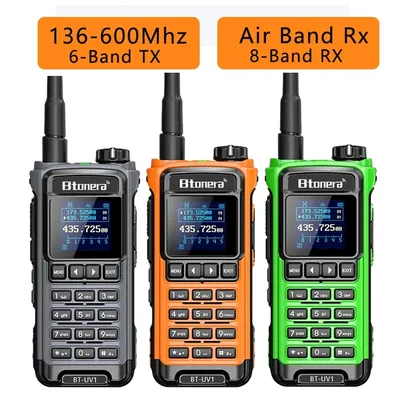 BTONERA BT-UV1 Walkie Talkie 5W Portable Ham Radio AM FM VHF UHF 136-620Mhz Band Receive Transceiver Two Way Radio USB-C