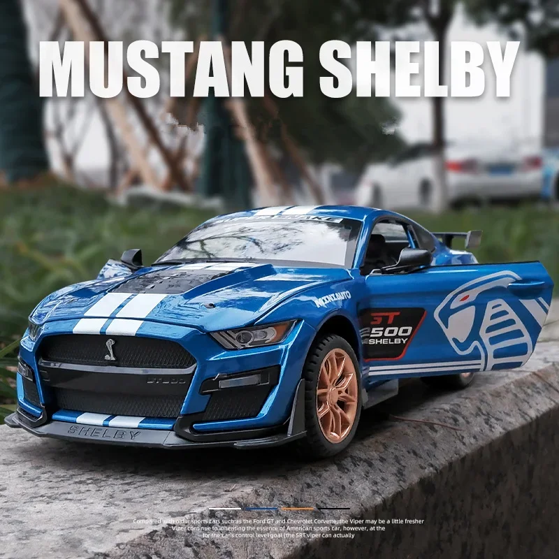 1:24 Ford Mustang Shelby GT500 Legierung Sportwagen Druckguss Metall Spielzeugauto Modell Simulation Sound Licht Sammlung Kinder Geschenke A414 Image