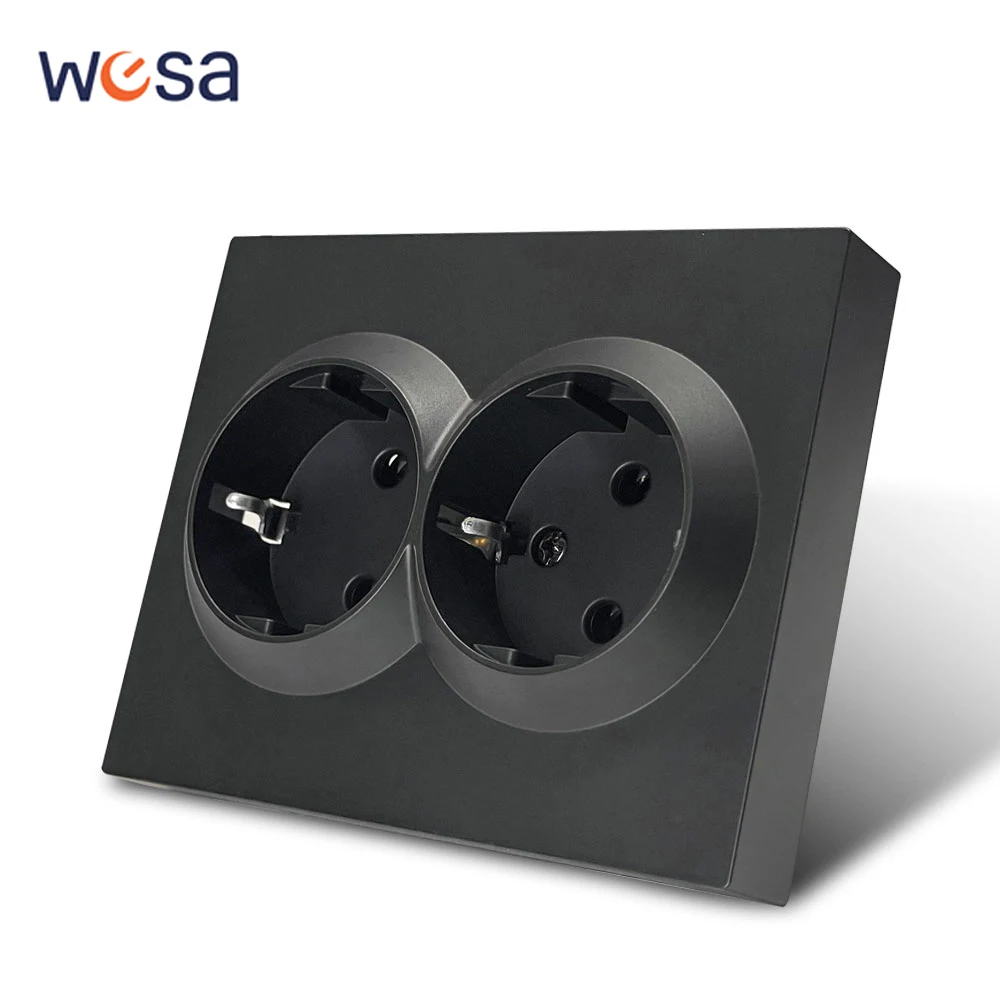 Schwarz 250 V EU-Standard mit geschliffenen AC-Steckdosen, klassischen Steckdosen, Farbe, Kunststoff, flammhemmende, eingebettete Wandsteckdose Image