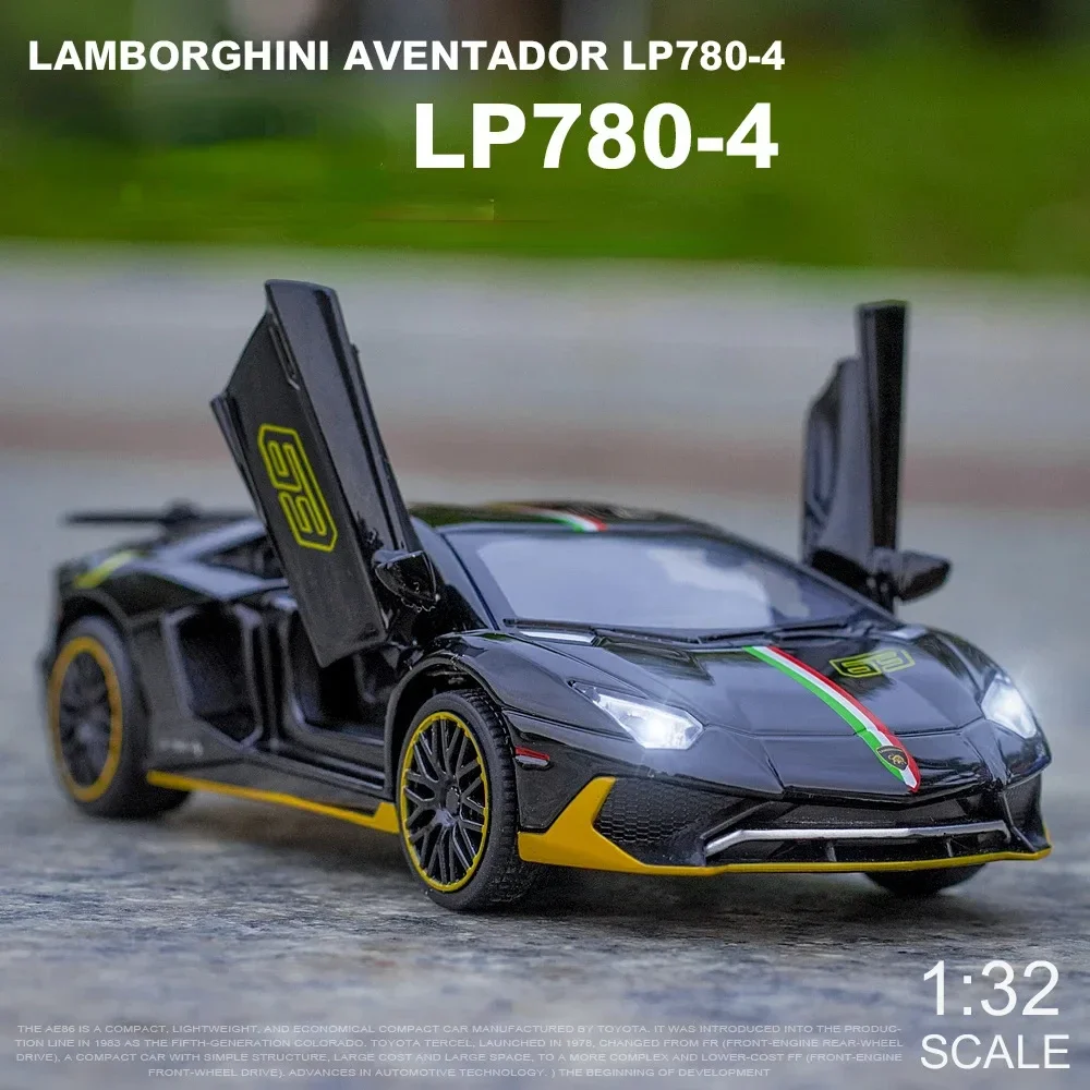 1:32 Aventador LP780-4 SVJ Super Car Legierung Metalldruckguss Modellauto Sound & Licht Sammeln Hobby Ornamente Geschenk A710