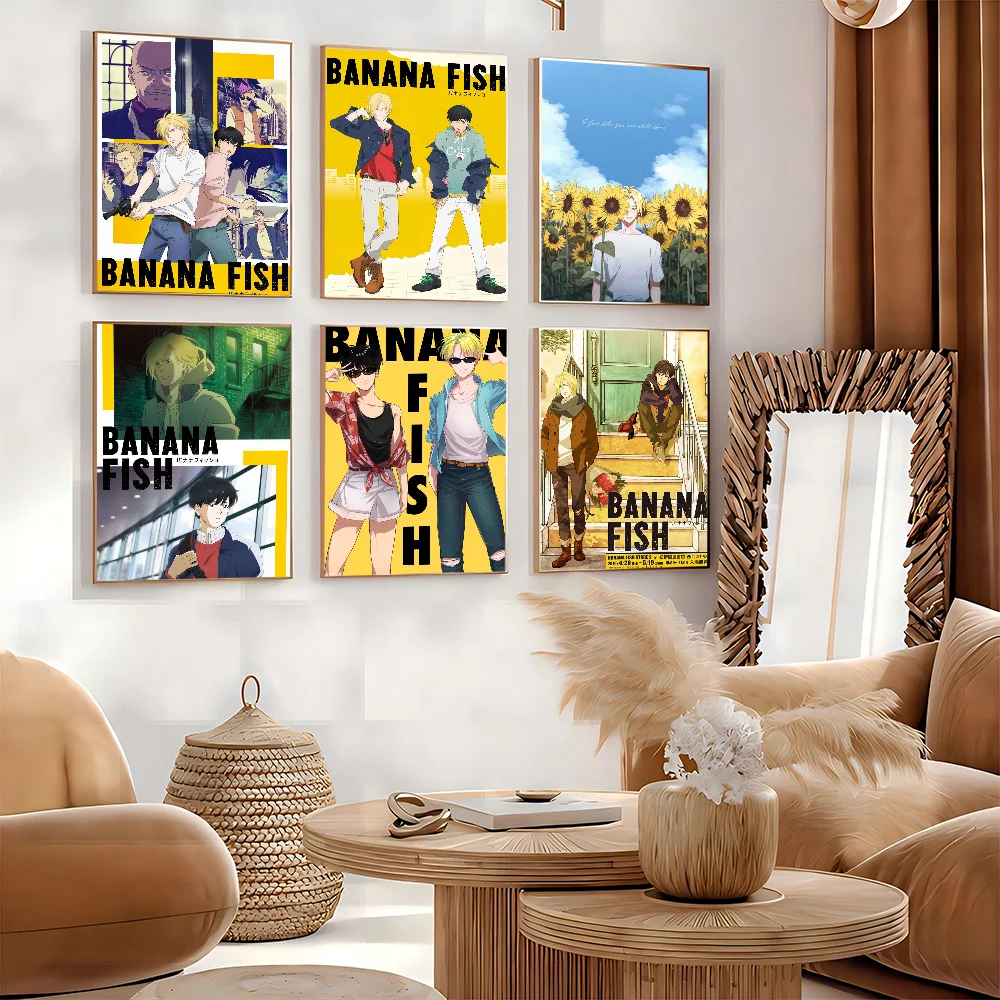 Banana Fish Anime Poster, selbstklebende Kunst, wasserfester Papieraufkleber, Kaffeehaus, Bar, Zimmer, Wanddekoration Image