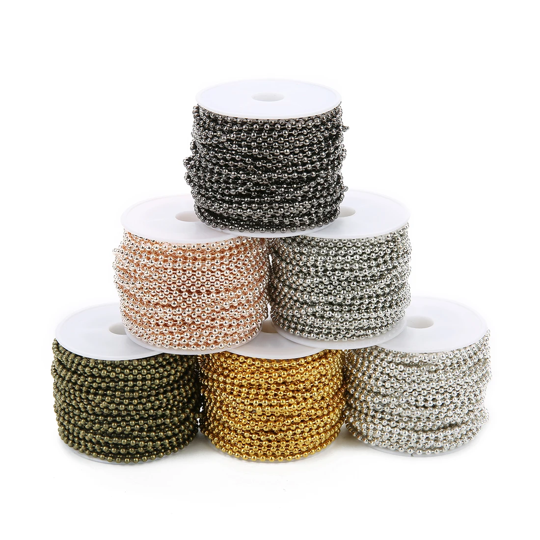 10 Yard Eisenperlenketten 1,5/2/2,4 mm Breite Kugelketten für Schmuckherstellung Halskette Armband Schlüsselanhänger DIY handgefertigte Accessoires Image