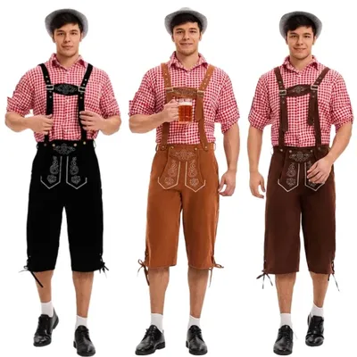 Halloween Bierfest Kostüm für erwachsene Männer traditionelle bayerische Biers horts setzen Karneval coole und explosive Arbeits kleidung s Image
