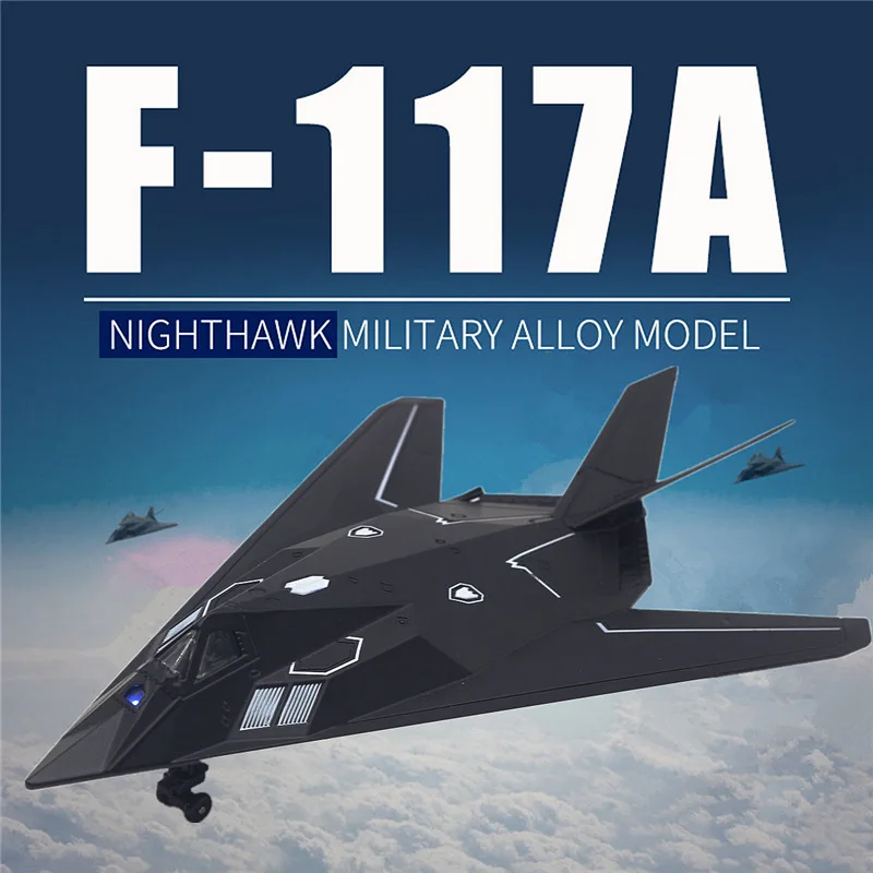 Nighthawk F-117A Stealth-Kampfflugzeugmodell Sound Light Simulation Legierung Militärflugzeug Passagierflugzeug Kinderspielzeug Geschenk Image