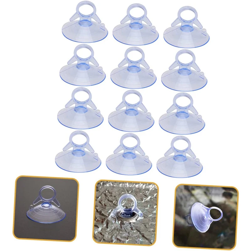 Auto-Glas-Windschutzscheiben-Sonnenschutz-Saugnäpfe, Aquarium-Rohr-Saugnäpfe mit Schlaufe für Küche, Badezimmer, Büro, Glasfenster, 45 mm Image