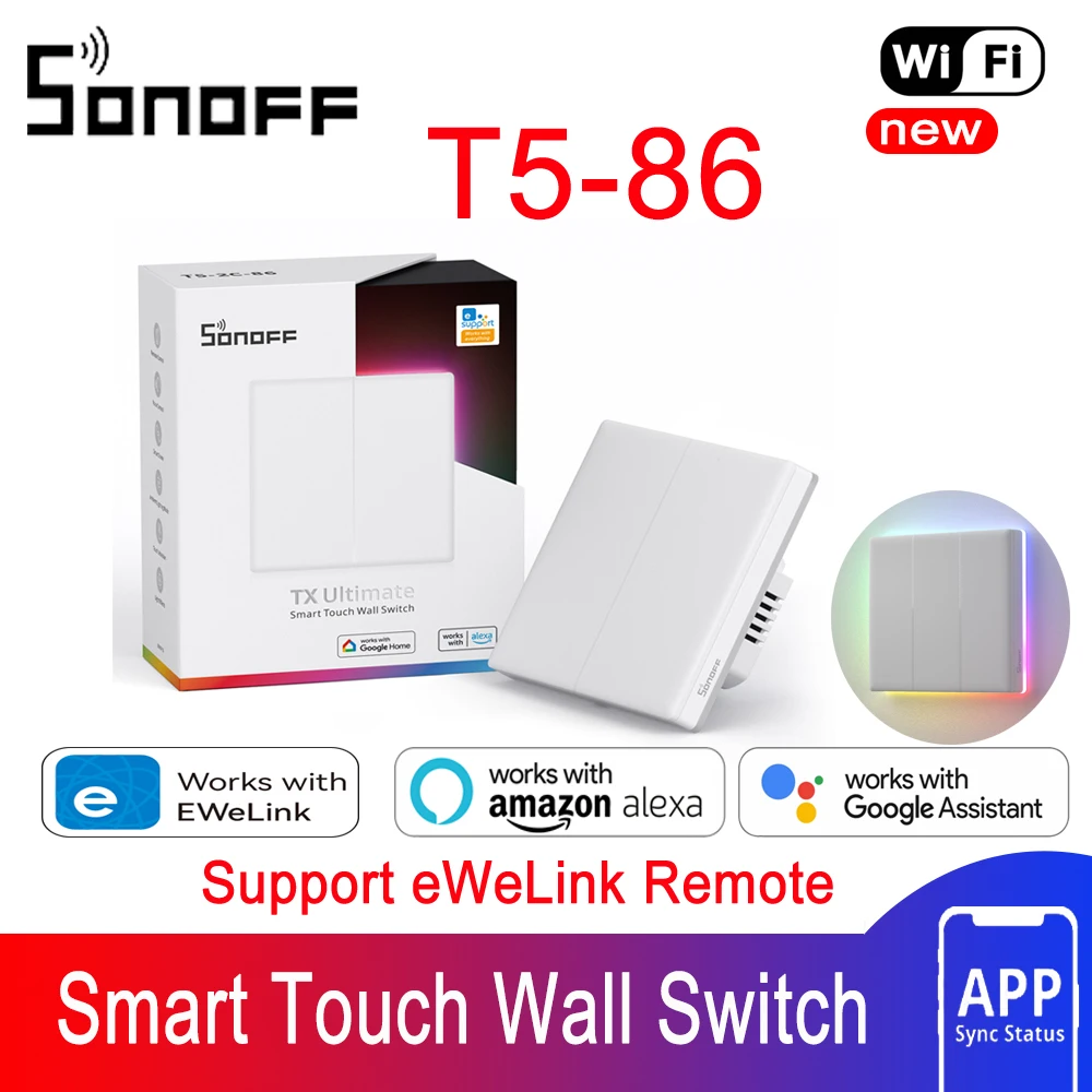 Sonoff t5 tx uitimate Smart Touch Wand schalter Wireless Ewelink App/Vioce Fernbedienung austauschbare Abdeckung über Alexa Google Home Image