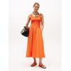 A-Linien-Kleid TOMMY HILFIGER "5X2 RIB MIDI MIX F&F DRS", Damen, Gr. L (40), N-Gr, brilliant orange, Web, Obermaterial: 97% Baumwolle, 3% Elasthan, unifarben, casual, regular fit, eckiger Ausschnitt, ohne Ärmel, Kleider
