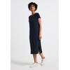 Midikleid STREET ONE, Damen, Gr. 34, EURO-Größen, blau (tiefblau), Stoff, 75% Viskose, 20% Polyester, 5% Elasthan, unifarben, casual, normal wadenlang, Rundhals, Kurzarm Umschlagbund, Kleider, mit Rundhalsausschnitt