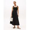 A-Linien-Kleid TOMMY HILFIGER "5X2 RIB MIDI MIX F&F DRS", Damen, Gr. S (36), N-Gr, schwarz, Web, Obermaterial: 97% Baumwolle, 3% Elasthan, unifarben, casual, regular fit, eckiger Ausschnitt, ohne Ärmel, Kleider