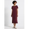 Midikleid STREET ONE, Damen, Gr. 42, EURO-Größen, rot (schwarz cherry rot), Stoff, 75% Viskose, 20% Polyester, 5% Elasthan, unifarben, casual, normal wadenlang, Rundhals, Kurzarm Umschlagbund, Kleider, mit Rundhalsausschnitt