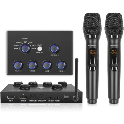HOME.16 Channels Wireless Microphone Karaoke Mixer System w/ 2 Wireless Mics , Bluetooth, Soundbar,